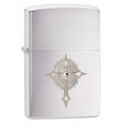 Cross with Crystal Zippo Lighter - Brushed Chrome - 28804 Zippo